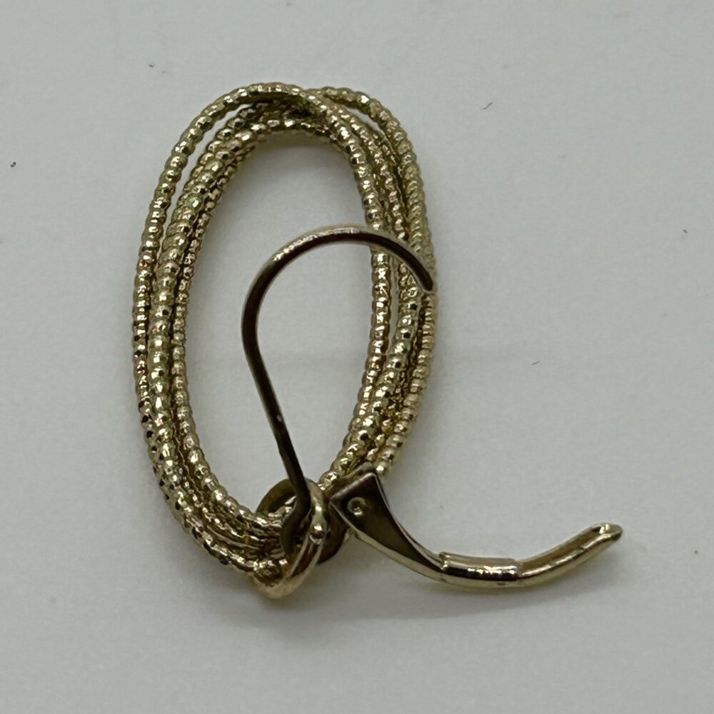 Nine West Earrings Gold-Tone Textured Oval Drop With Leverback Closure - Picture 9 of 11